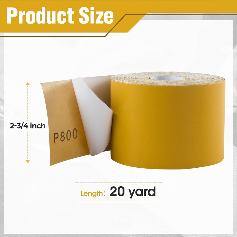 Shawya PSA Sandpaper Roll Longboard Sandpaper 800-Grit 2-3/4in x 20 Yards Sandpaper Roll Self Adhesive Stickyback PSA Sandpaper Aluminum Oxide Longboard Sand Paper Continuous Roll - Image 2